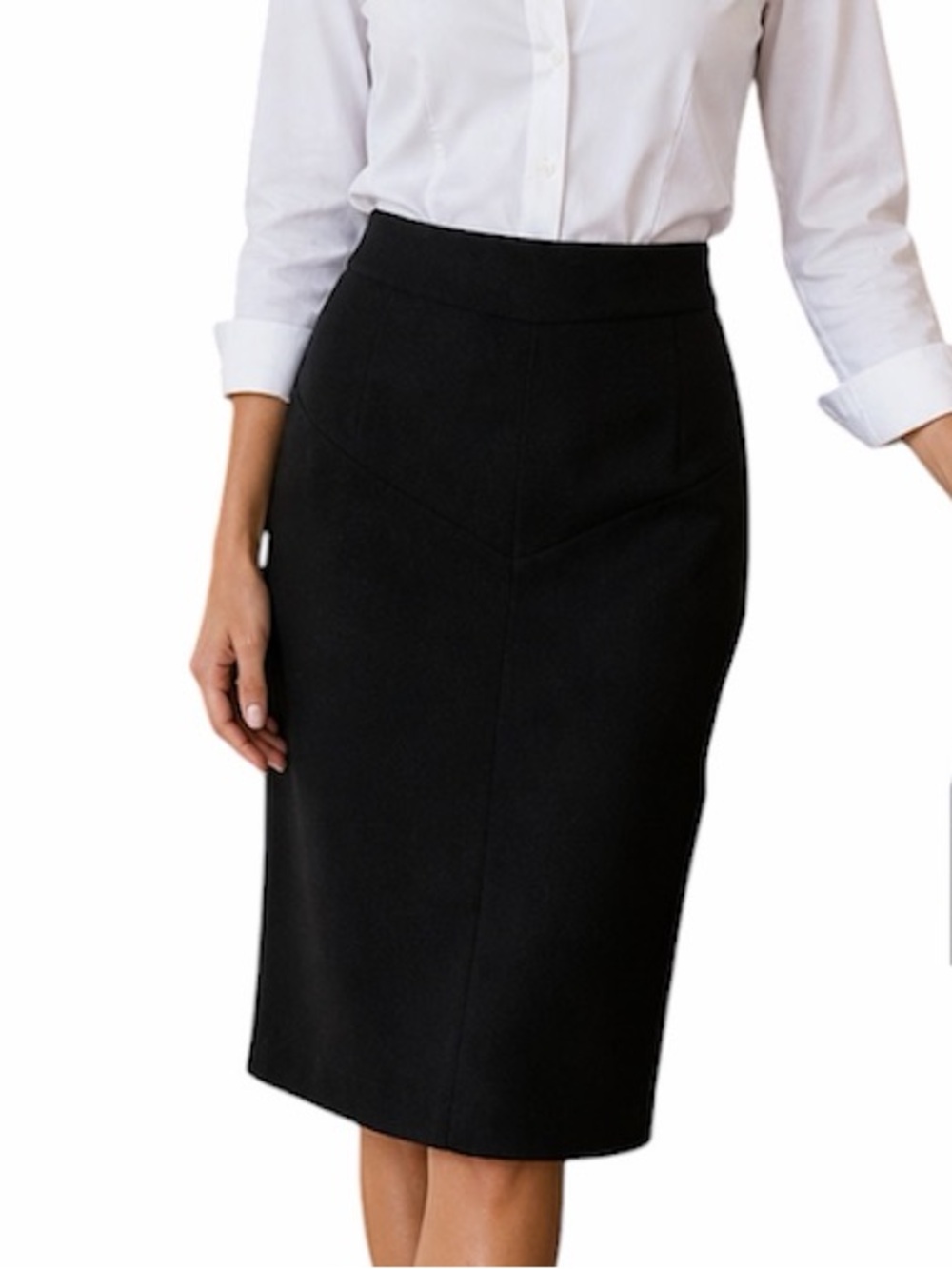 Diane Von Furstenberg Wool Blend Black Pencil Skirt